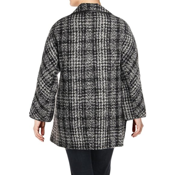 NWOT Ellen Tracy Women Winter Wool Fall Car Coat Outerwear Black/White, Size 6 - Picture 3 of 5
